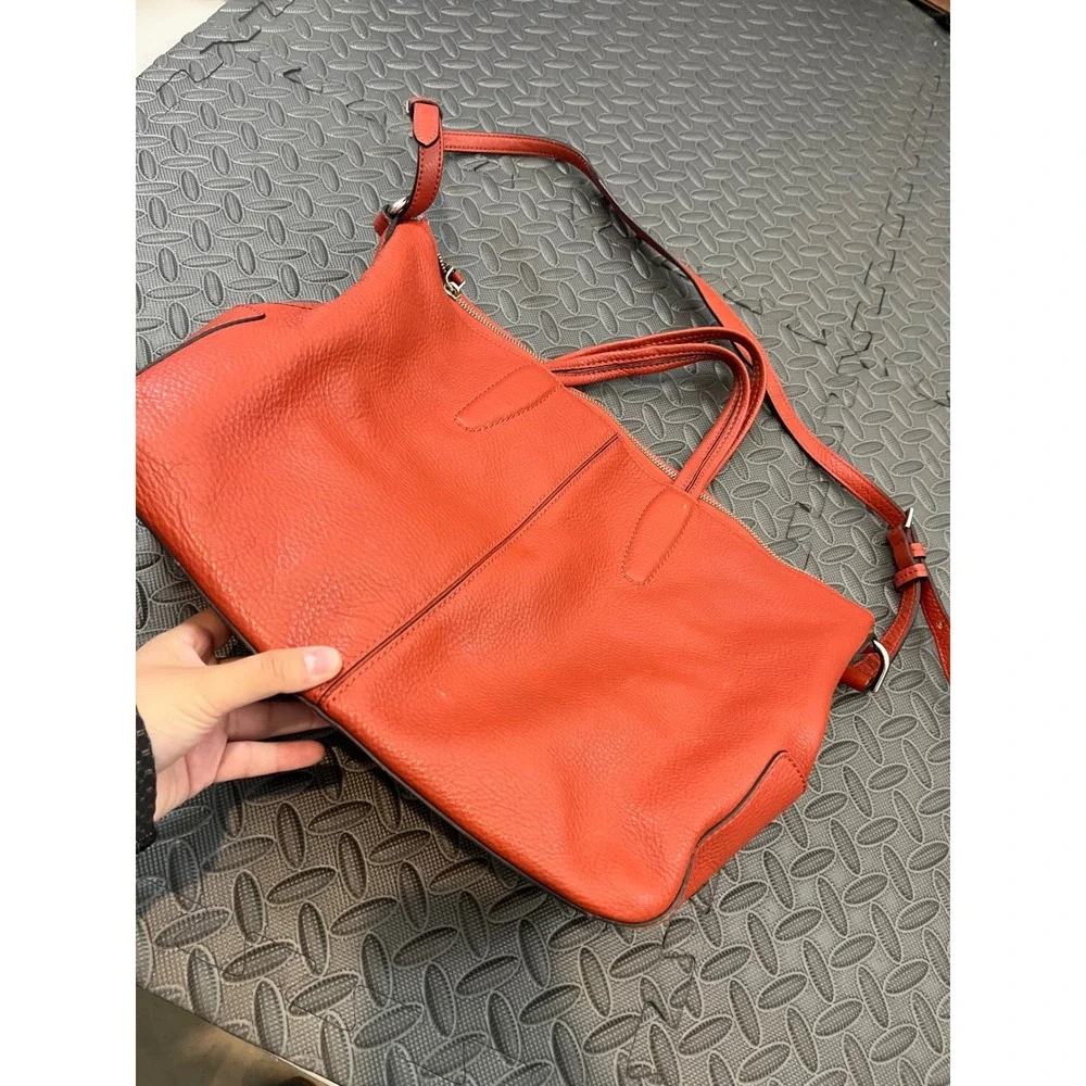 Tumi Tote Convertible Satchel 2 Way‎ Hand Leather Shoulder Bag Burnt Orange